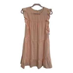 NWT Cloth & Stone Flutter Sleeve Tiered Babydoll Sundress Soft Pink Size L